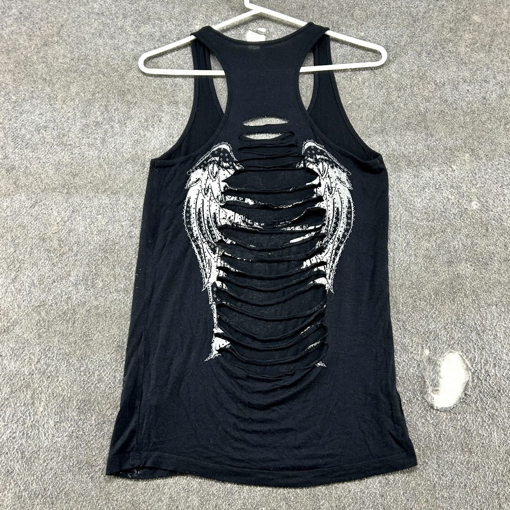 Casio VINTAGE Rock Angel Shirt Womens L Black Tank Top Cross Bling Wings Cyber Y2K Size L / US 10 / IT 46 - 5 Thumbnail
