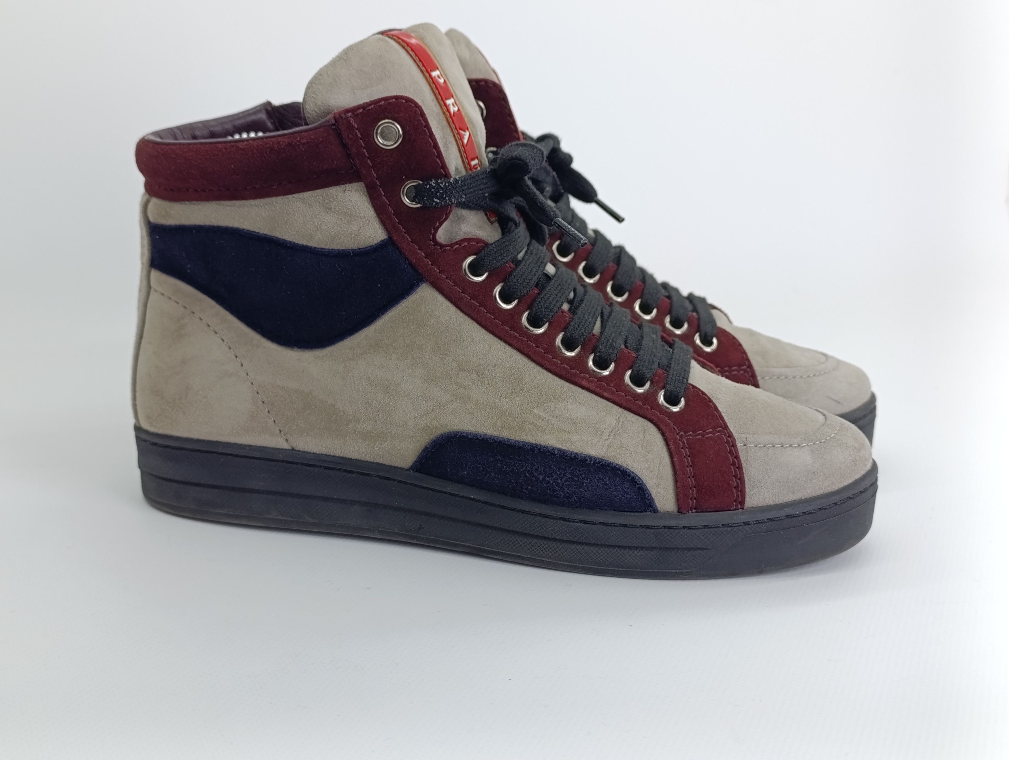 Prada PRADA WOMENS SUEDE ANKLE BOOTS LACE UP HIGH-TOP SNEAKERS Size US 7.5 / IT 37.5 - 3 Thumbnail