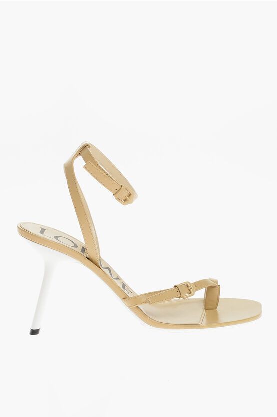 og1mm0624 Leather Ankle Strap Sandals in Beige/White