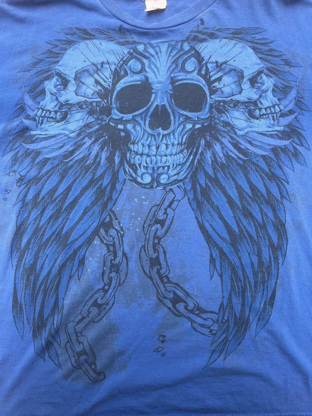 Affliction Crazy Y2K Affliction Skulls, Chains, Wings Blue Graphic Tee Size US L / EU 52-54 / 3 - 3 Thumbnail