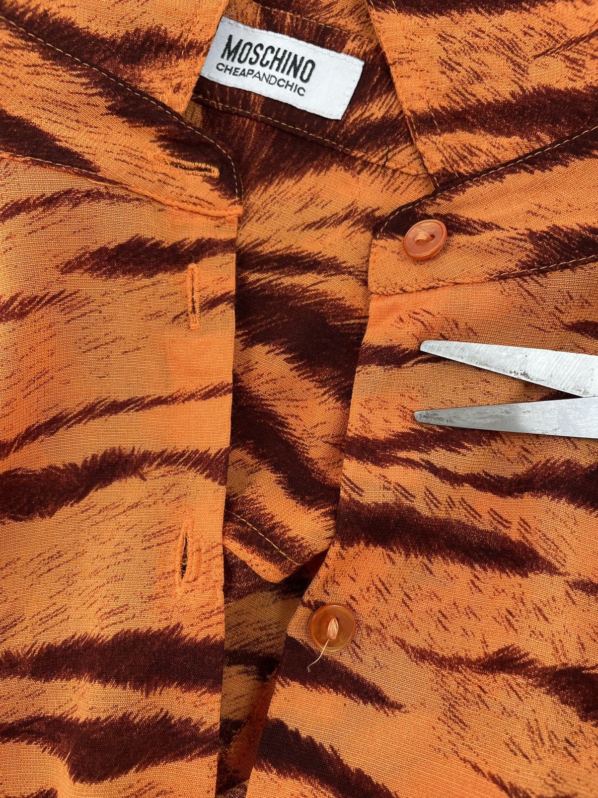 Boutique Moschino × Love Moschino × Moschino VTG 90’s Leopard Print Zebra Animal Long Sleeve Shirt Blouse Top Size XL / US 12-14 / IT 48-50 - 14 Thumbnail