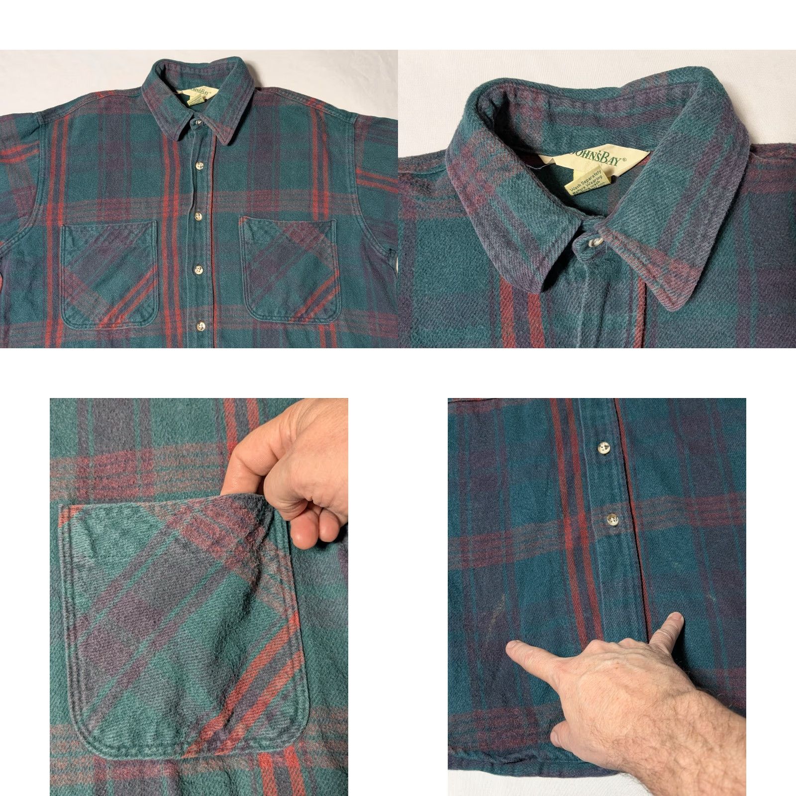 Vintage VINTAGE ST JOHN'S BAY Men LARGE-TALL Green Plaid HEAVYWEIGHT FLANNEL Shirt St John'S Bay Mens L Tall Green Plaid Heavyweight Flannel Shirt Size US L / EU 52-54 / 3 - 9 Thumbnail