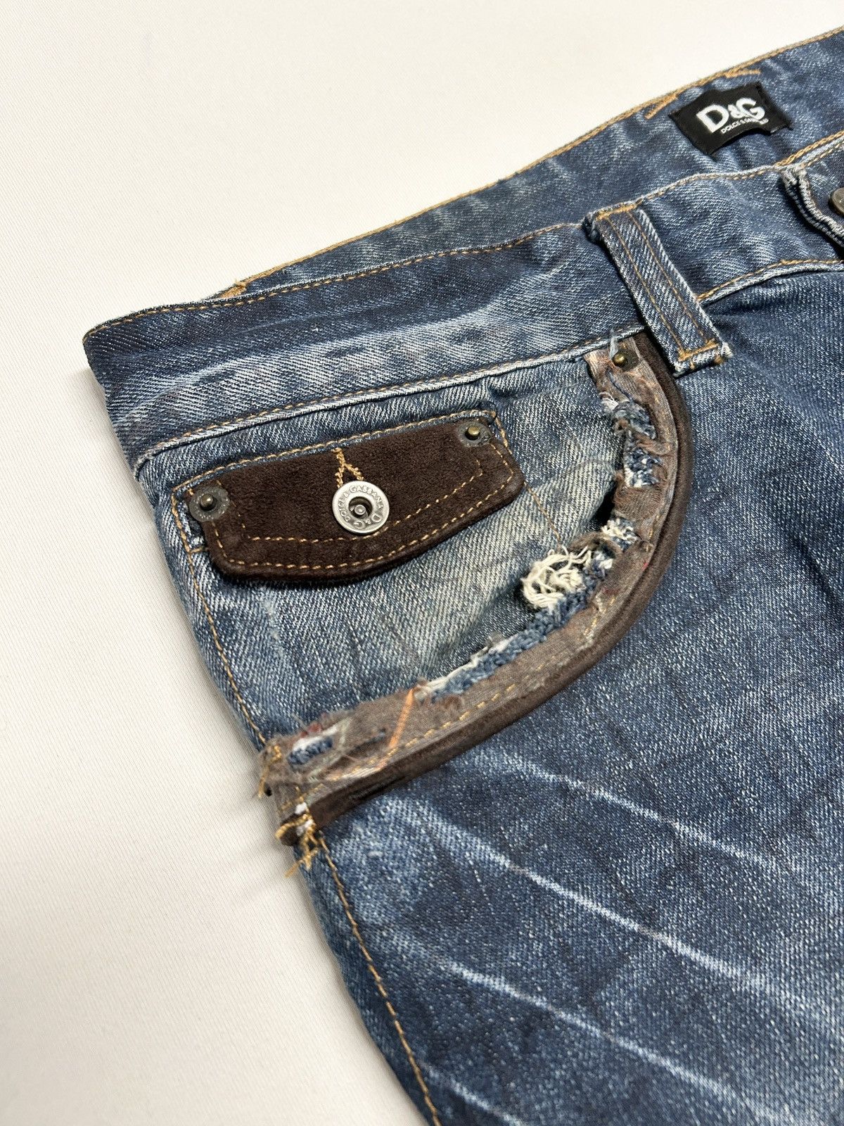 Dolce & Gabbana 2000s Croc Print Suede Pocket Denim Size US 31 - 5 Thumbnail