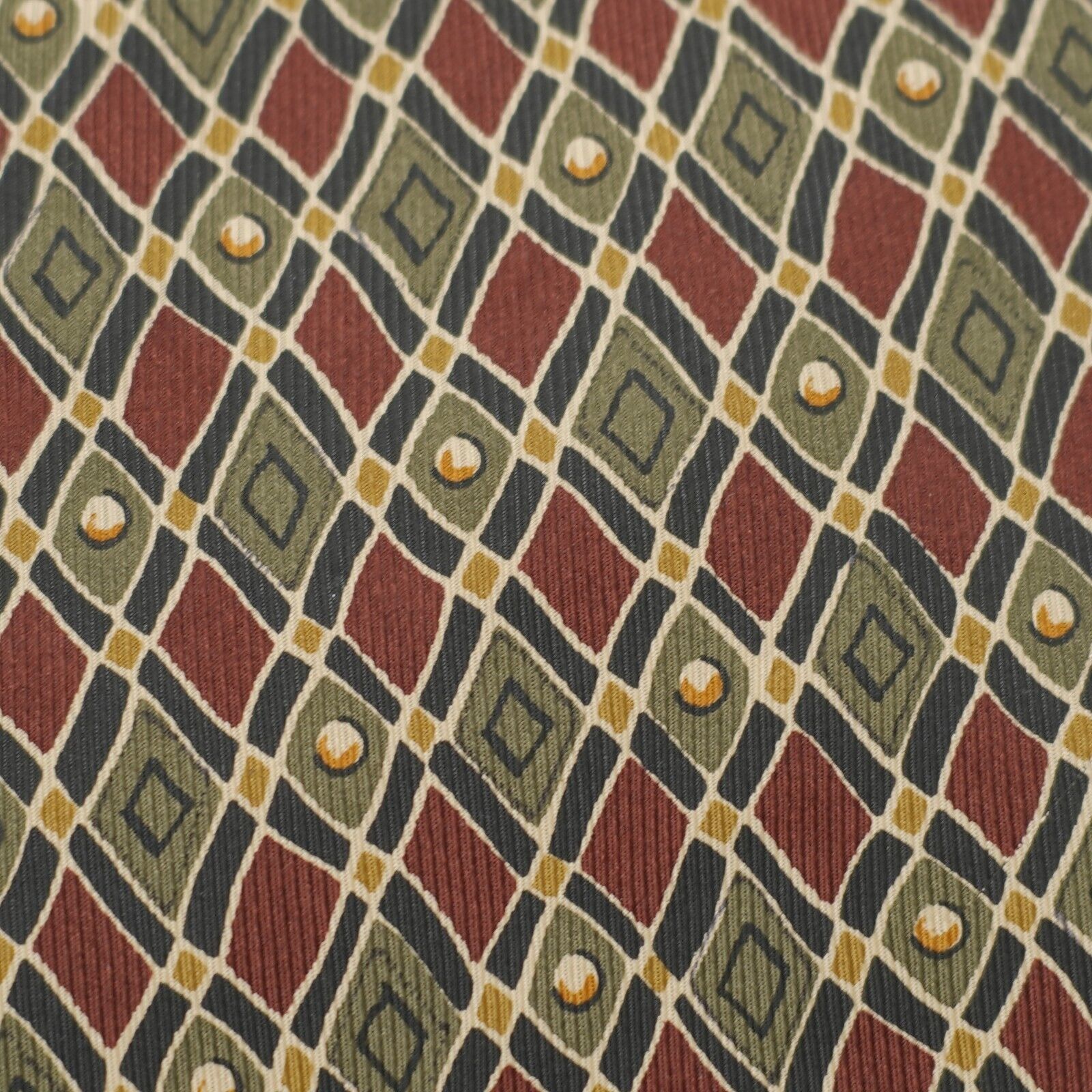 Robert Talbott Robert Talbott Reddish Brown Green Geometric Print Wide Silk Size ONE SIZE - 2 Thumbnail