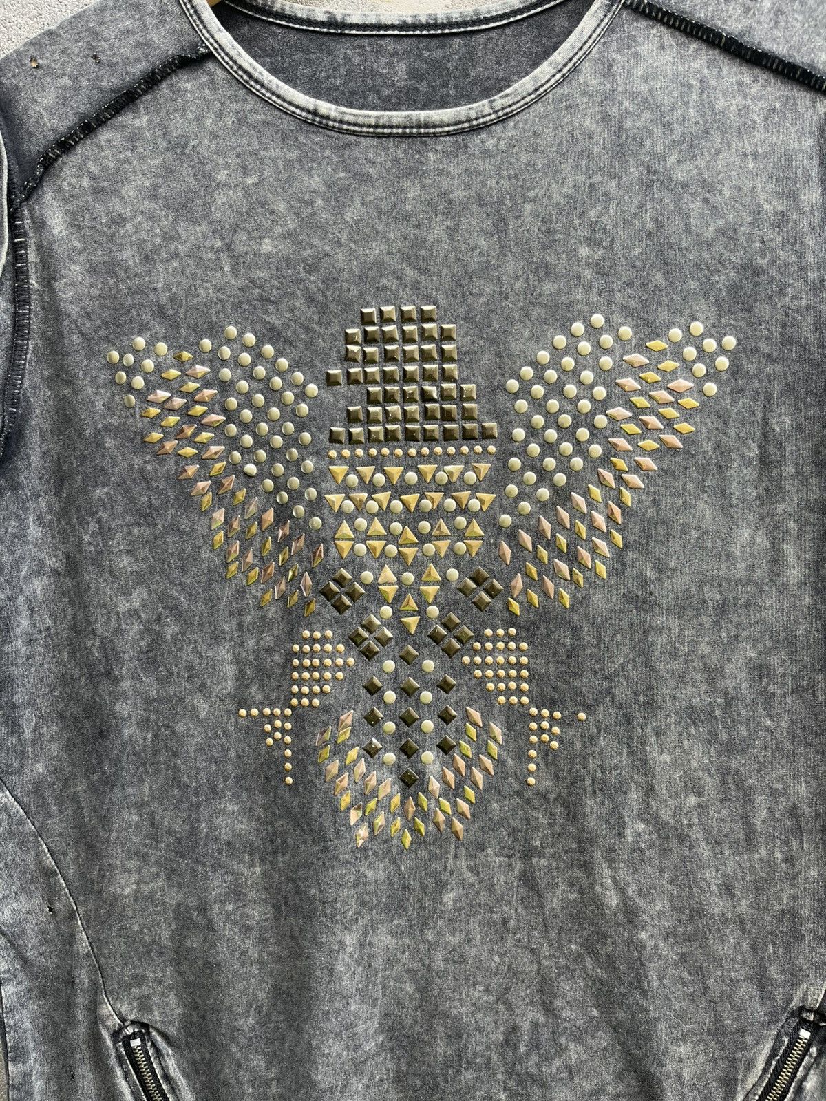 Le Grande Bleu (L.G.B.) Acid Wash Studded Sleeveles Tee – Zipper Split Hem Rock Punk Size US M / EU 48-50 / 2 - 5 Thumbnail