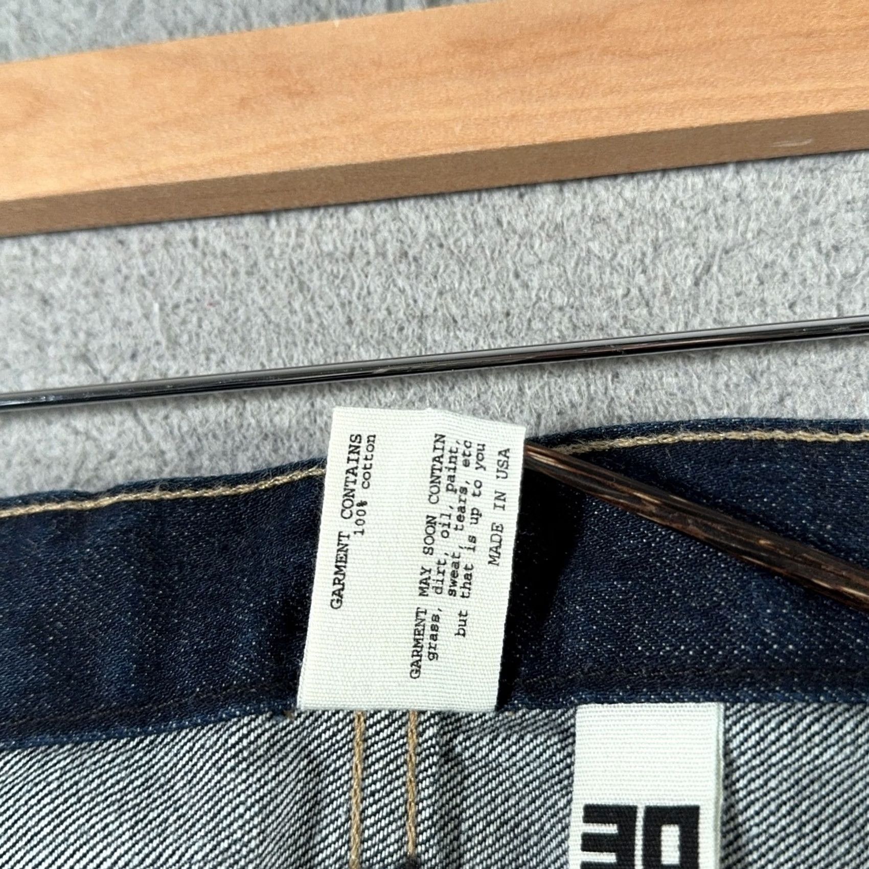 Denime Rogan Puck Jeans Mens 30x32 Blue Denim Selvedge USA Made Classic Fit Narrow Leg Straight Ins 100% Cotton Button Zip Pockets Size US 30 / EU 46 - 7 Thumbnail