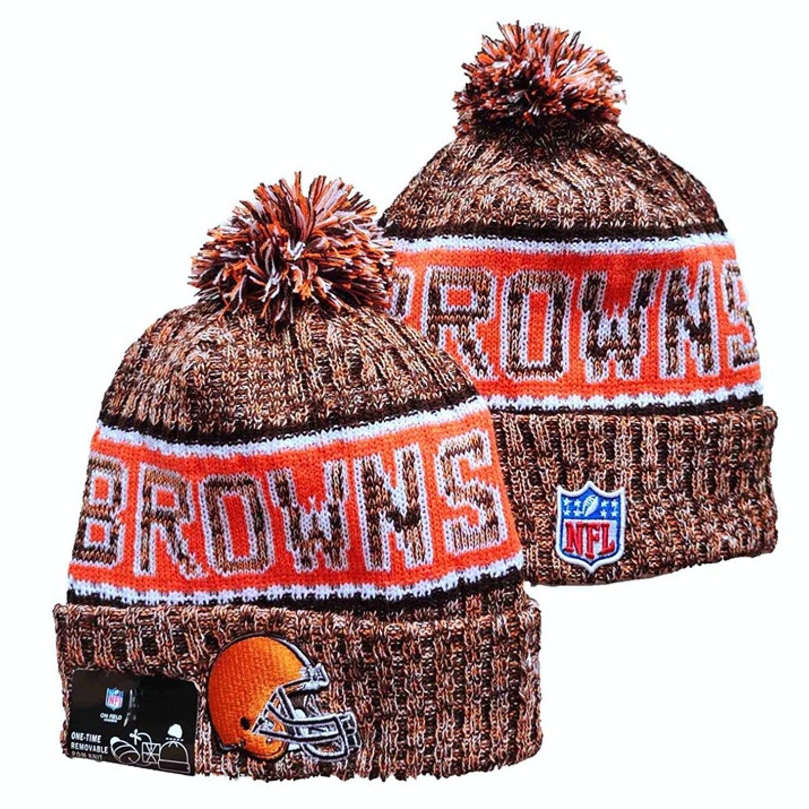 Other NWT Cleveland Browns Sports Knit Pom Beanie Fleece Lining Size ONE SIZE - 1 Thumbnail