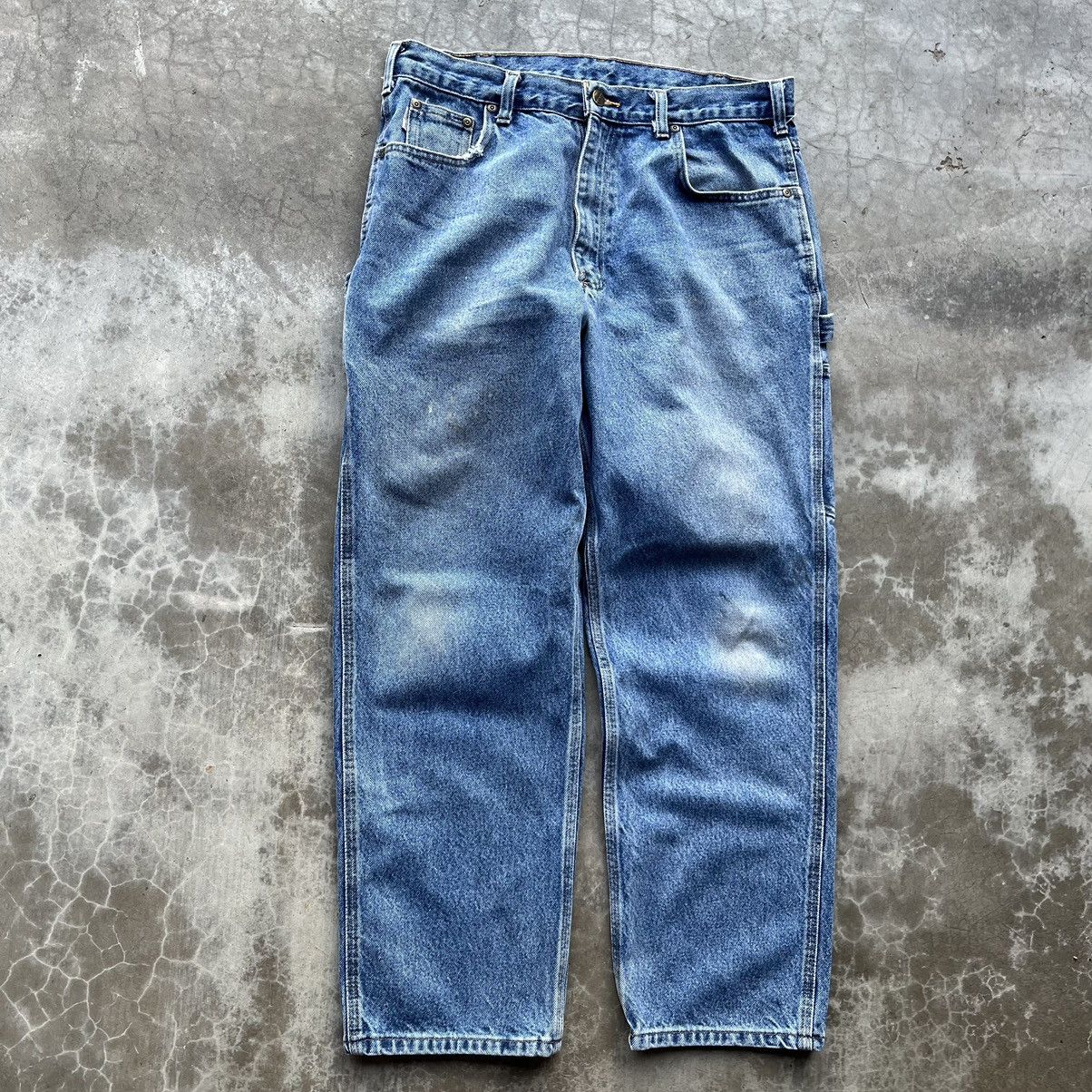 90’s Carhartt Double newest Knee Blue Denim Carpenter Pants Jeans Men's Size 36x30