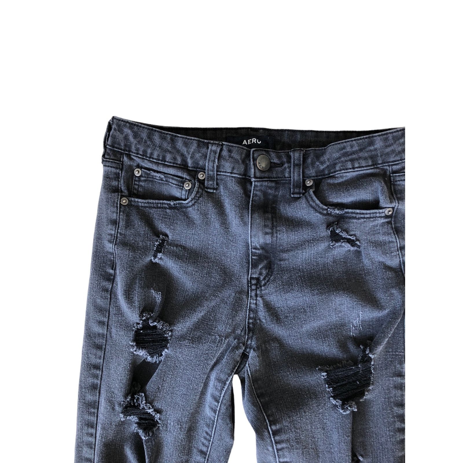 Aeropostale AERO HighRise Dark Distressed Raw Hem Stretch Jeans Size 10 Size 30" / US 8 / IT 44 - 2 Thumbnail