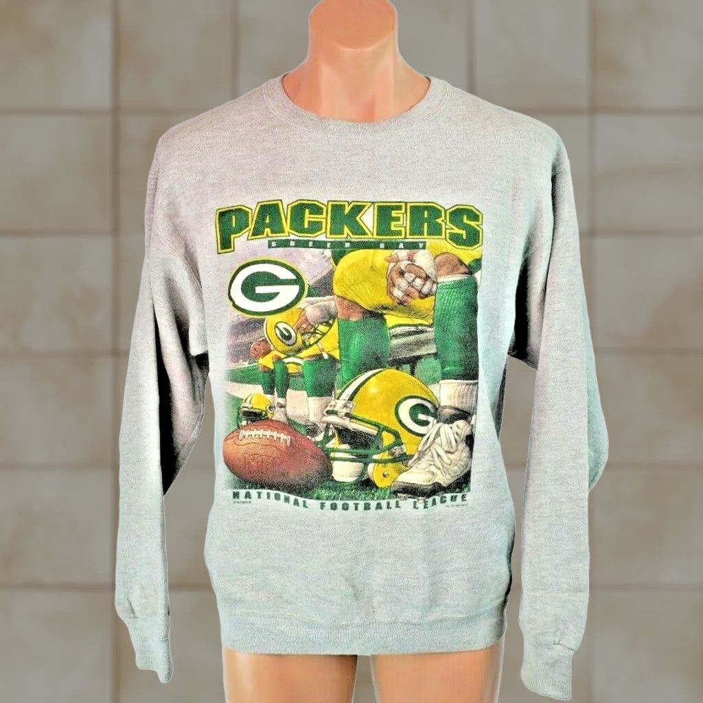 Lee VINTAGE Lee Sport Men’s Sweatshirt Gray Green Bay Packers XL NFL 90s 1997 Crew USA VTG 90s Sports Mens Size US XL / EU 56 / 4 - 1 Thumbnail