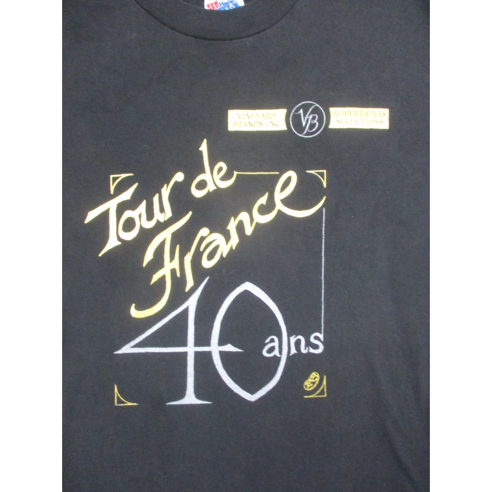 Hanes VINTAGE Hanes Beefy-T Tour de France Shirt Mens XL Black 40 ans Vineyard Brands Wine Cycling T-Shirt Size US XL / EU 56 / 4 - 2 Thumbnail