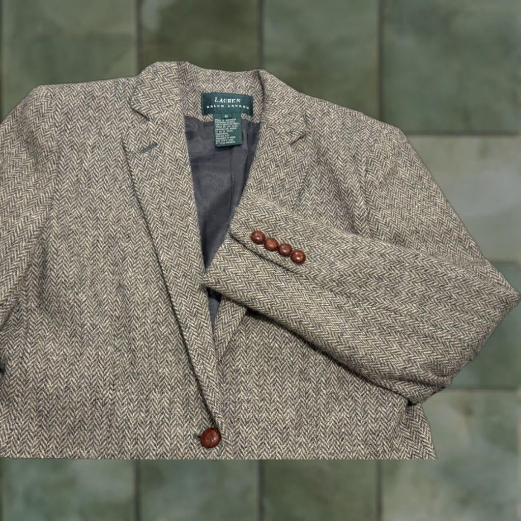 Ralph Lauren VTG Ralph Lauren Blazer Wool 100% Gray Herringbone Size M / US 6-8 / IT 42-44 - 1 Thumbnail