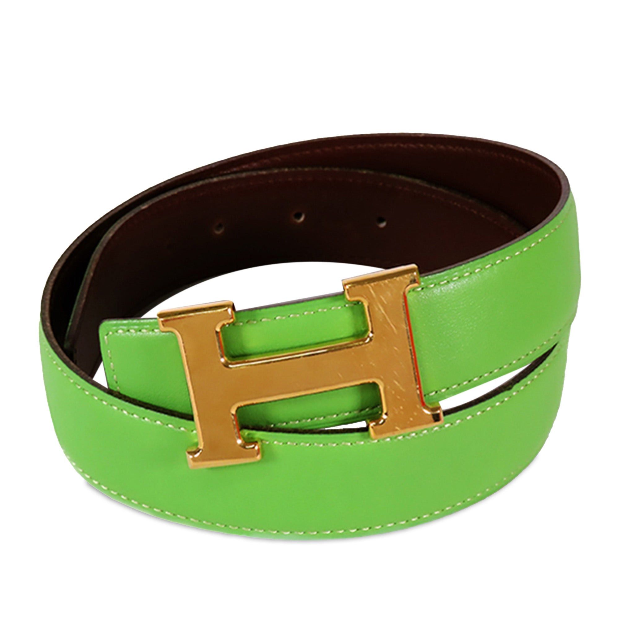 image of Hermes Constance Reversible Belt in Green, Women's
