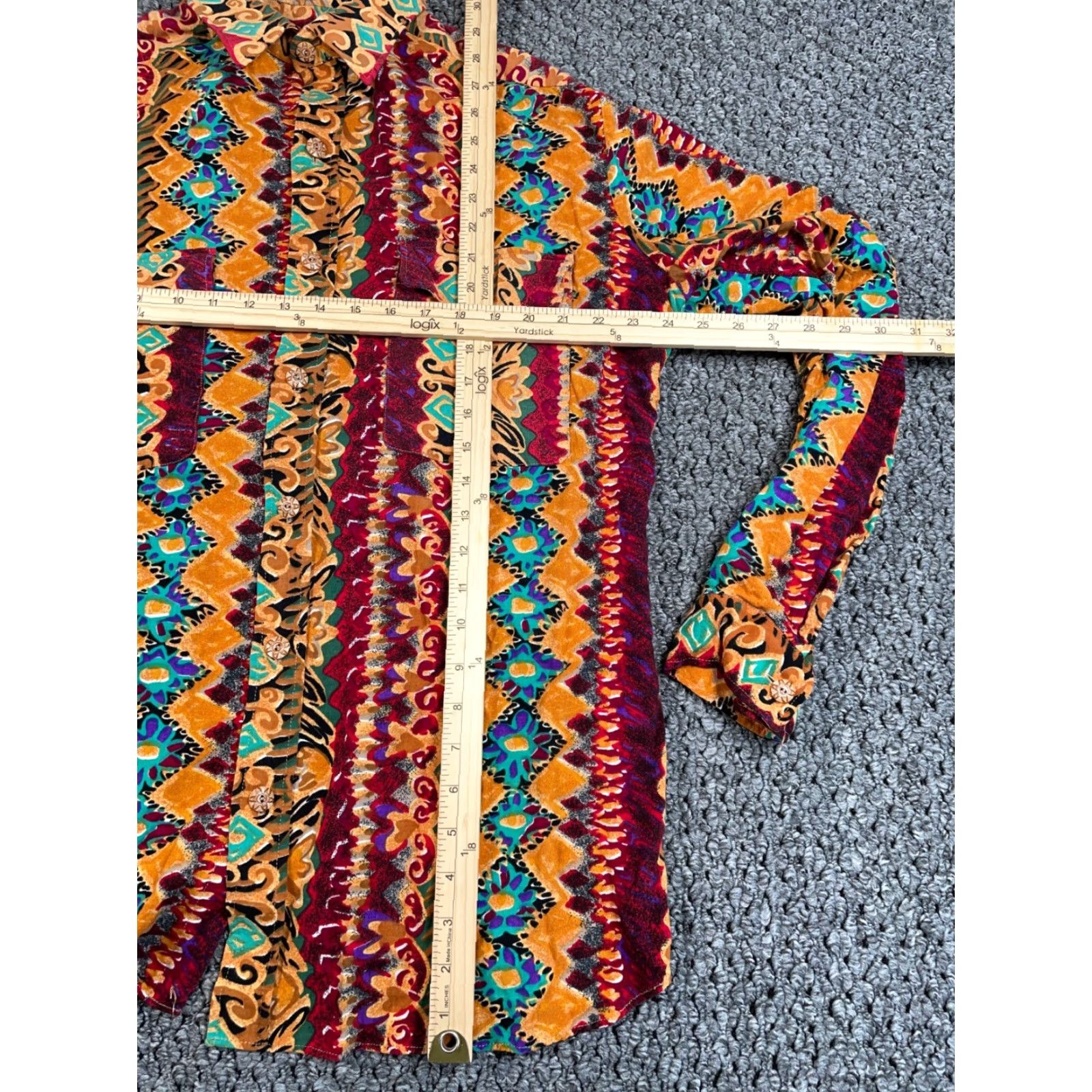 Vintage Vintage VTG Southwestern Motif Shirt Adult XL 2XL Red Orange Polyester Western Aztec Size US XL / EU 56 / 4 - 4 Thumbnail