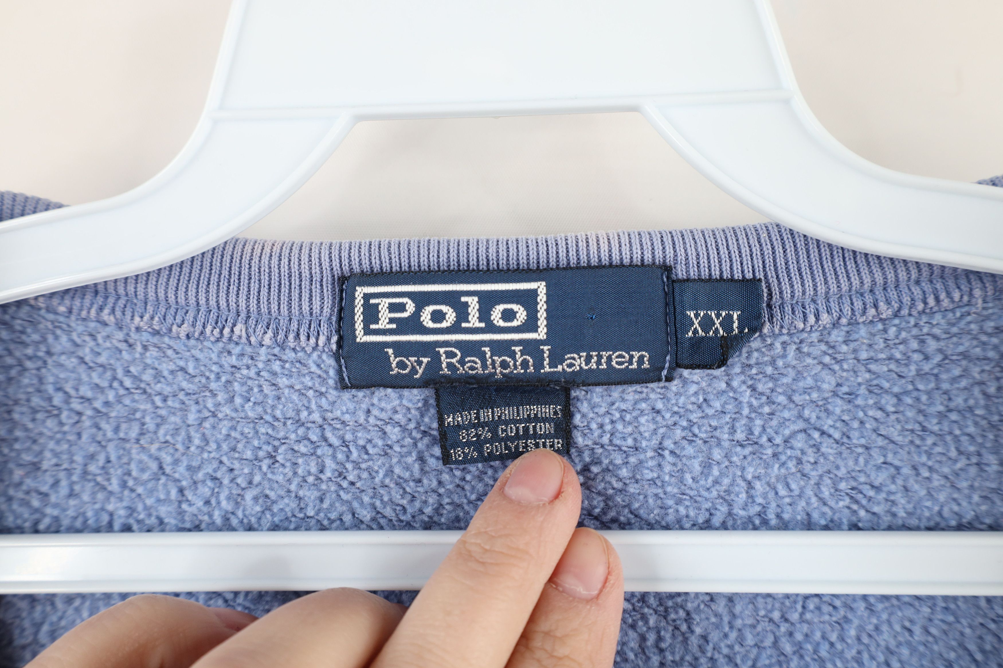 Polo Ralph Lauren Vintage 90s Ralph Lauren Crewneck Sweatshirt Light Blue Size US XXL / EU 58 / 5 - 9 Thumbnail
