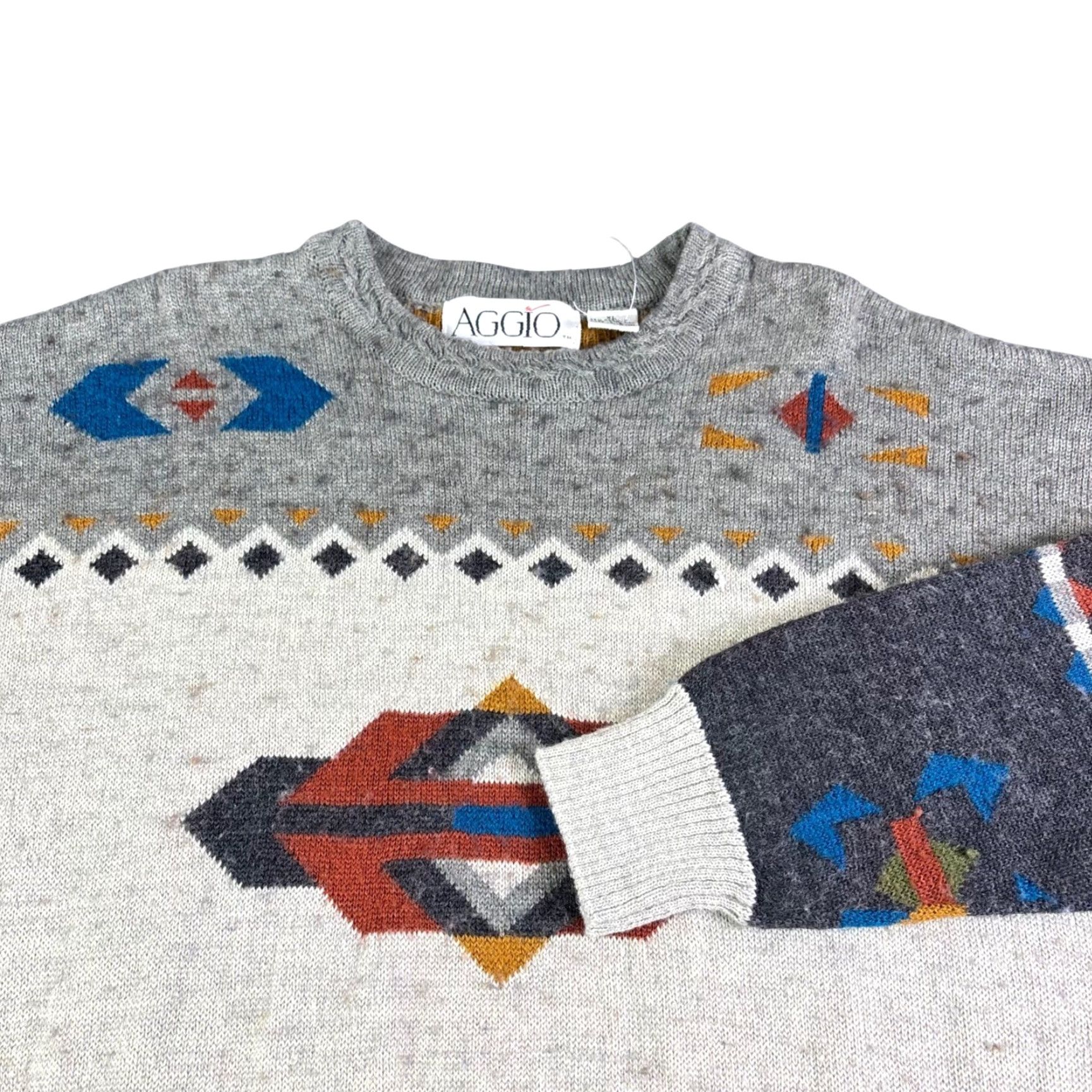 Vintage VINTAGE Aggio Geometric Southwestern Wool Blend Knit Sweater Grey Mens XL Size US XL / EU 56 / 4 - 2 Thumbnail