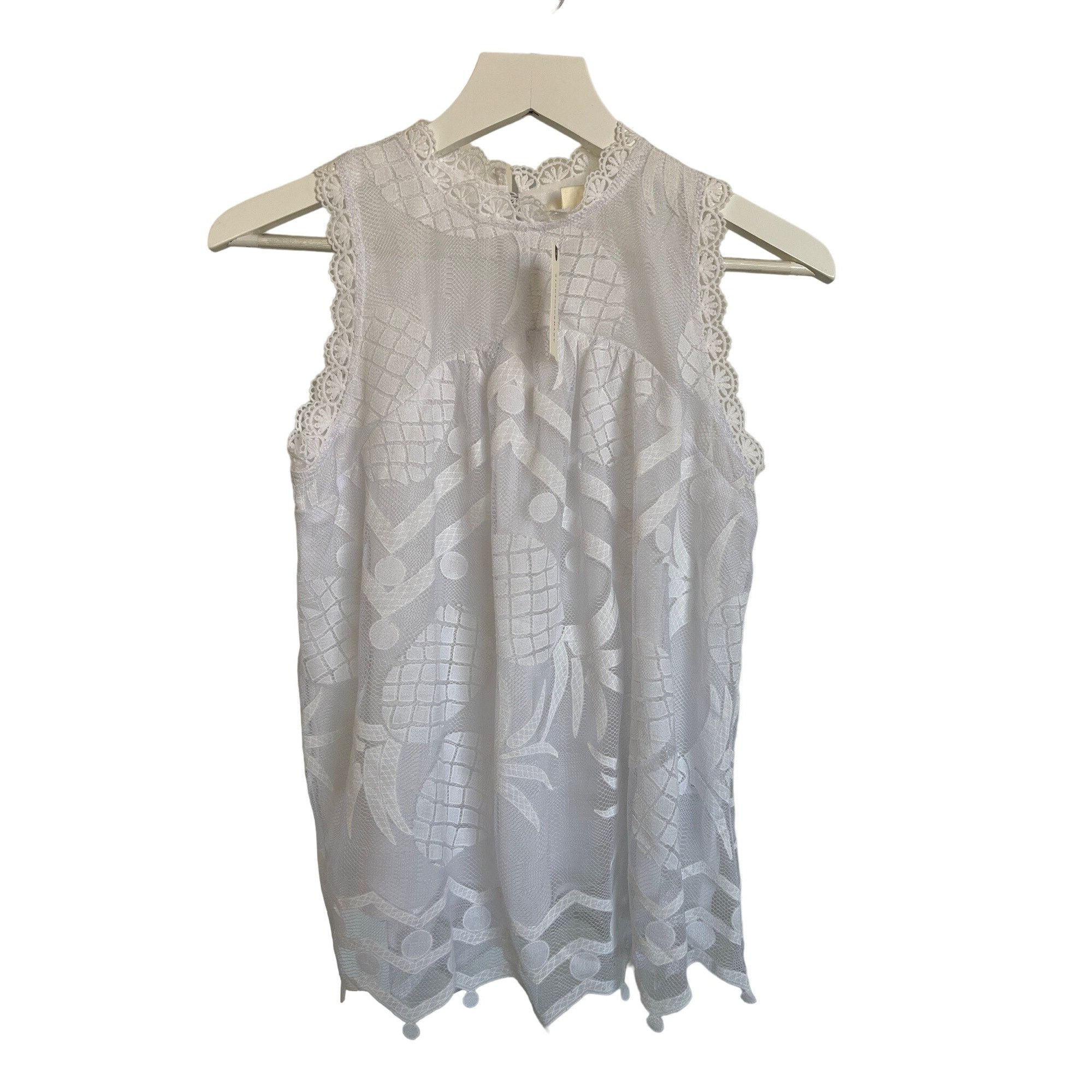 Anthropologie Maeve Pineapple Lace Sleeveless Blouse Size XS / US 0-2 / IT 36-38 - 2 Thumbnail