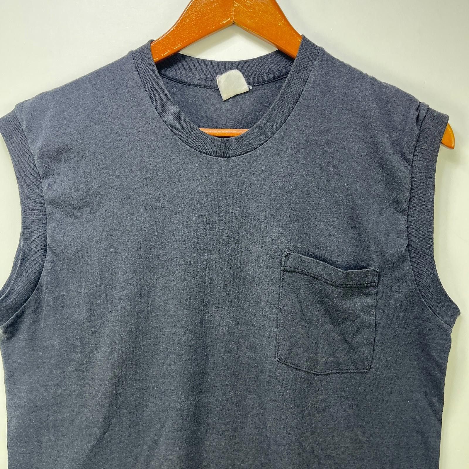 Fruit Of The Loom Vintage 90s Sun Faded Blank Black Sleeveless Shirt M L Size US M / EU 48-50 / 2 - 2 Thumbnail