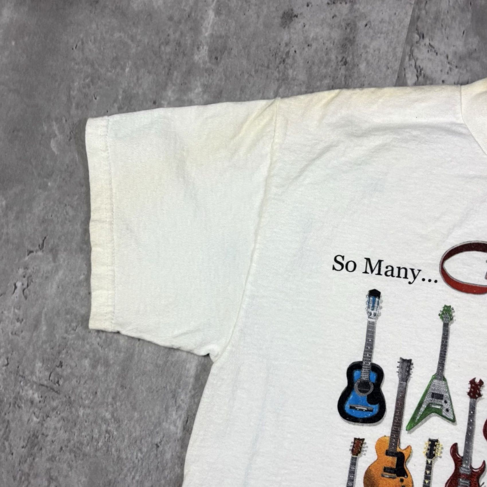 Vintage VINTAGE 90s So Many Quitars So Little Time Funny Quote T Shirt Mens S White Short Sleeve Cotton Graphic Print Size US S / EU 44-46 / 1 - 5 Thumbnail