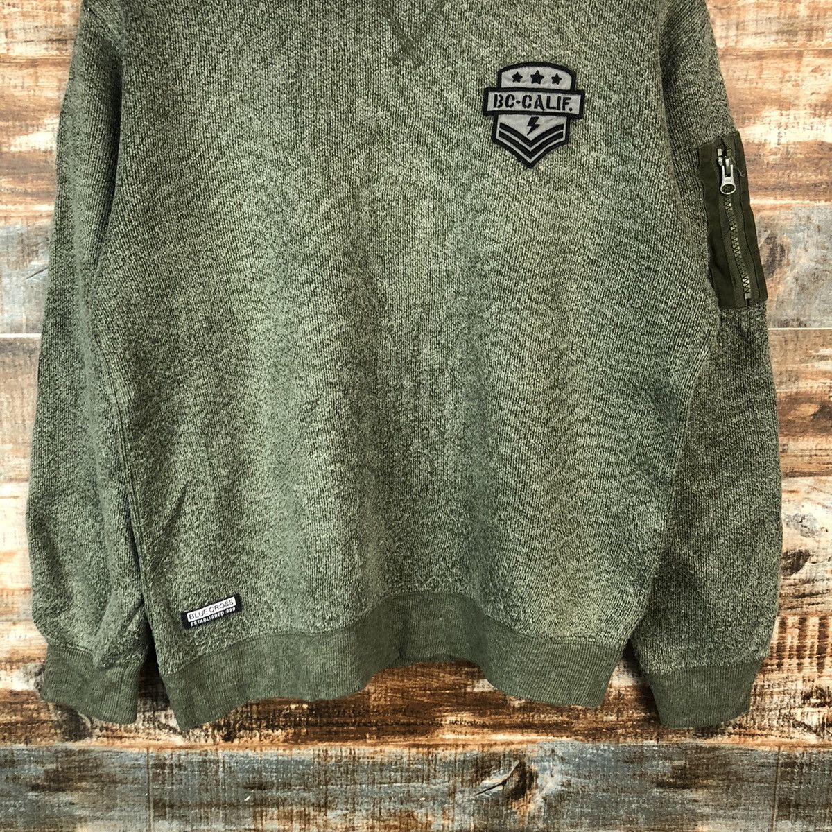 Japanese Brand Blue Cross streetwear Green Sweatshirt #A2064 Size US S / EU 44-46 / 1 - 6 Thumbnail