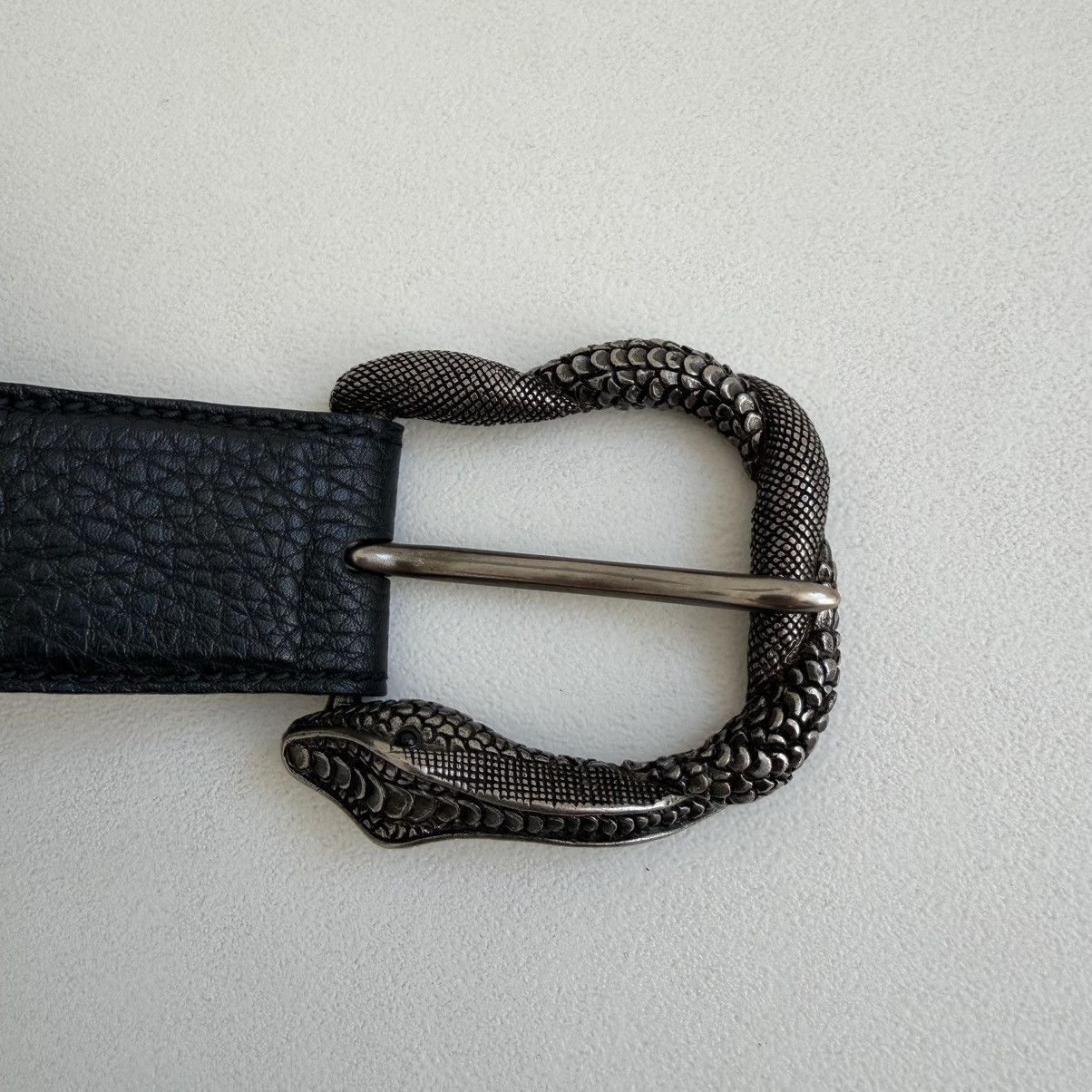 Prada Black Leather Metal ‘Serpent Buckle’ Belt Size ONE SIZE - 4 Thumbnail