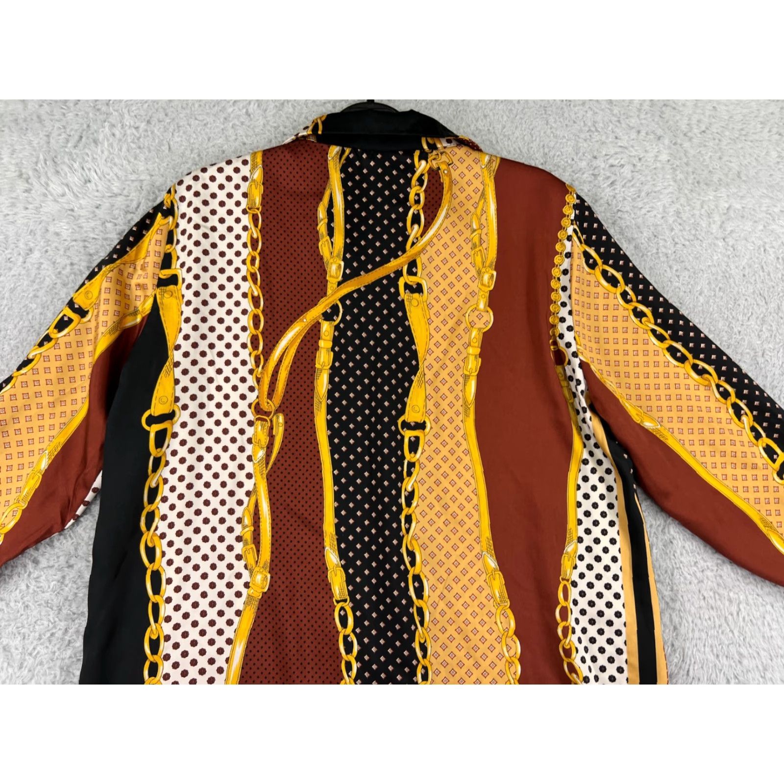 Zara Zara Shirt Womens Large Black Stripe Button-Up Collared Team Basic All Seasons Logo Ruffle 90s? Wait. Size L / US 10 / IT 46 - 6 Thumbnail