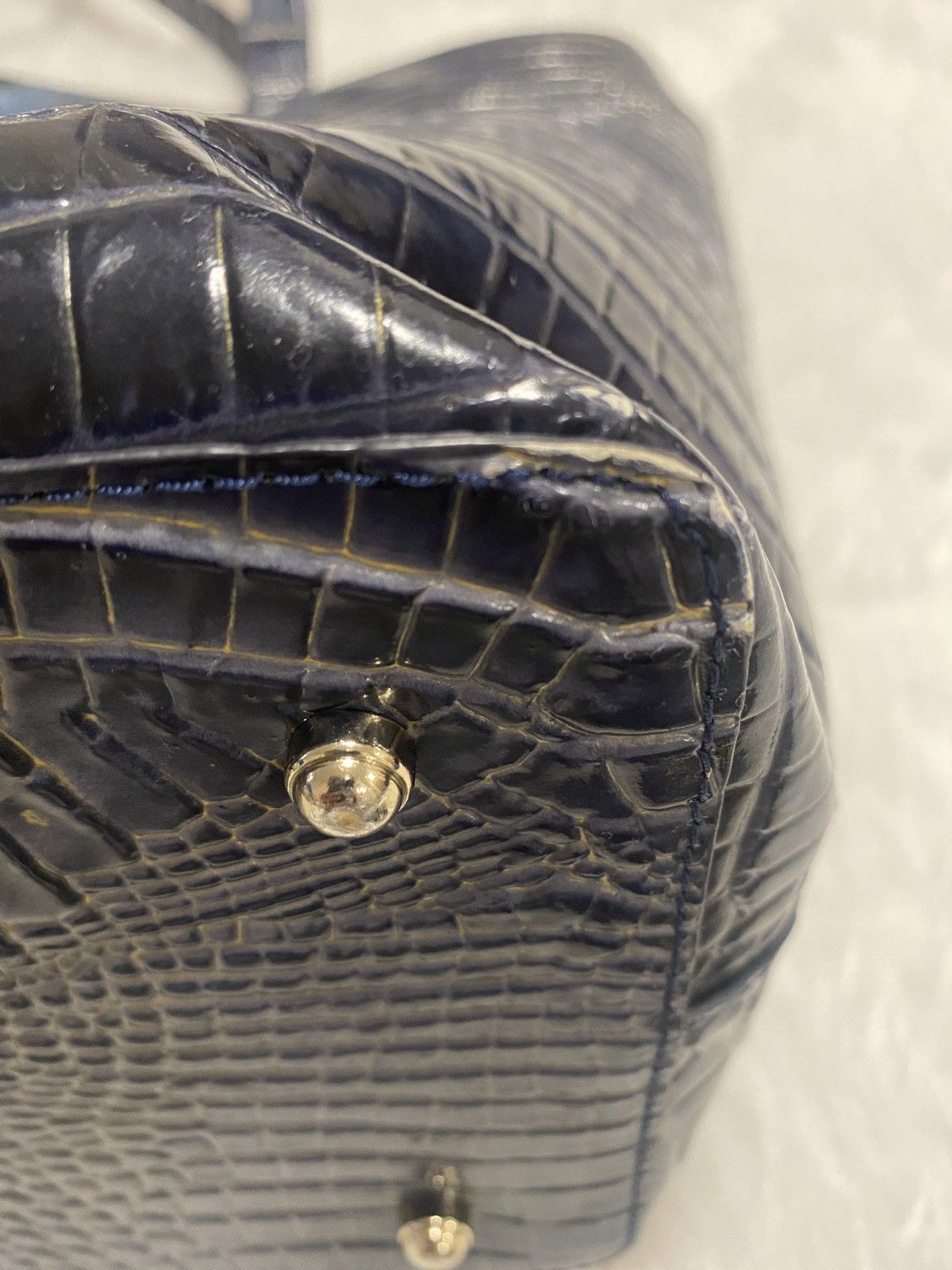 BRAHMIN Brahmin Misha Carryall XL Tote x wallet deep blue croc Size ONE SIZE - 11 Thumbnail