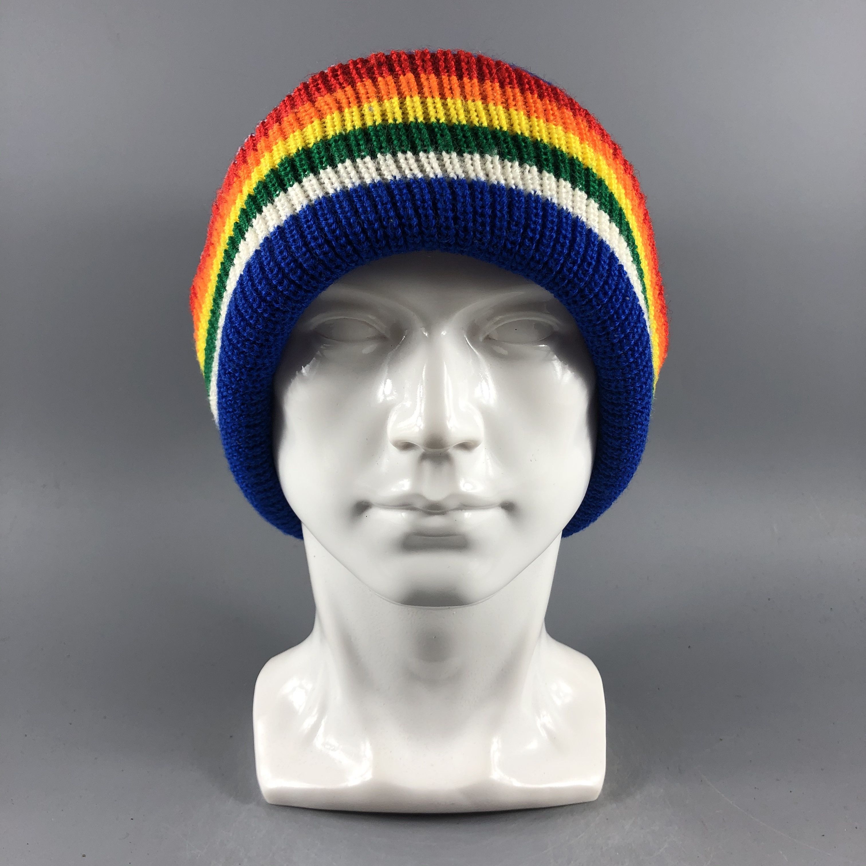 Japanese Brand × Vintage Rainbow Stripe Minimalist Beanie Snow Hat Snow Cap -D035 Size ONE SIZE - 1 Thumbnail