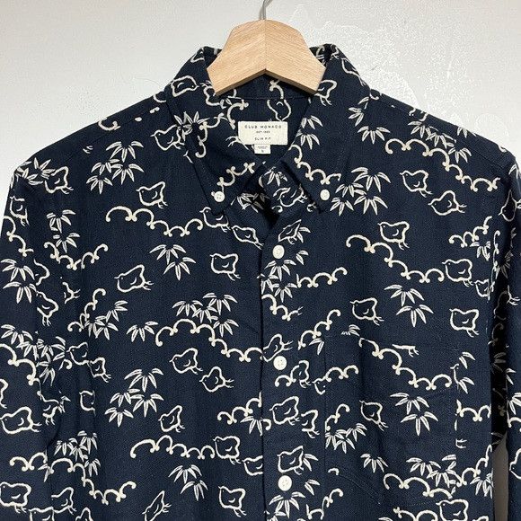 Club Monaco Club Monaco Navy Bird Print Slim Fit Shirt Size S Size US S / EU 44-46 / 1 - 7 Thumbnail