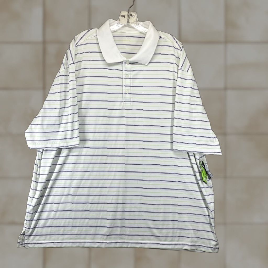 Izod IZOD Mens Polo Shirt 3XL Striped White Green Blue Breathable Short Sleeve Casual Golf 100% Cotton Regular Fit Spring Summer Mens Size US XXL / EU 58 / 5 - 1 Thumbnail
