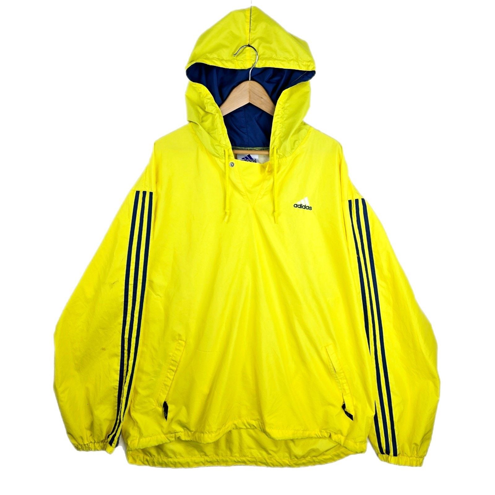 Adidas Vintage 90s Adidas Yellow Hooded Pullover Windbreaker XL Size US XL / EU 56 / 4 - 1 Thumbnail