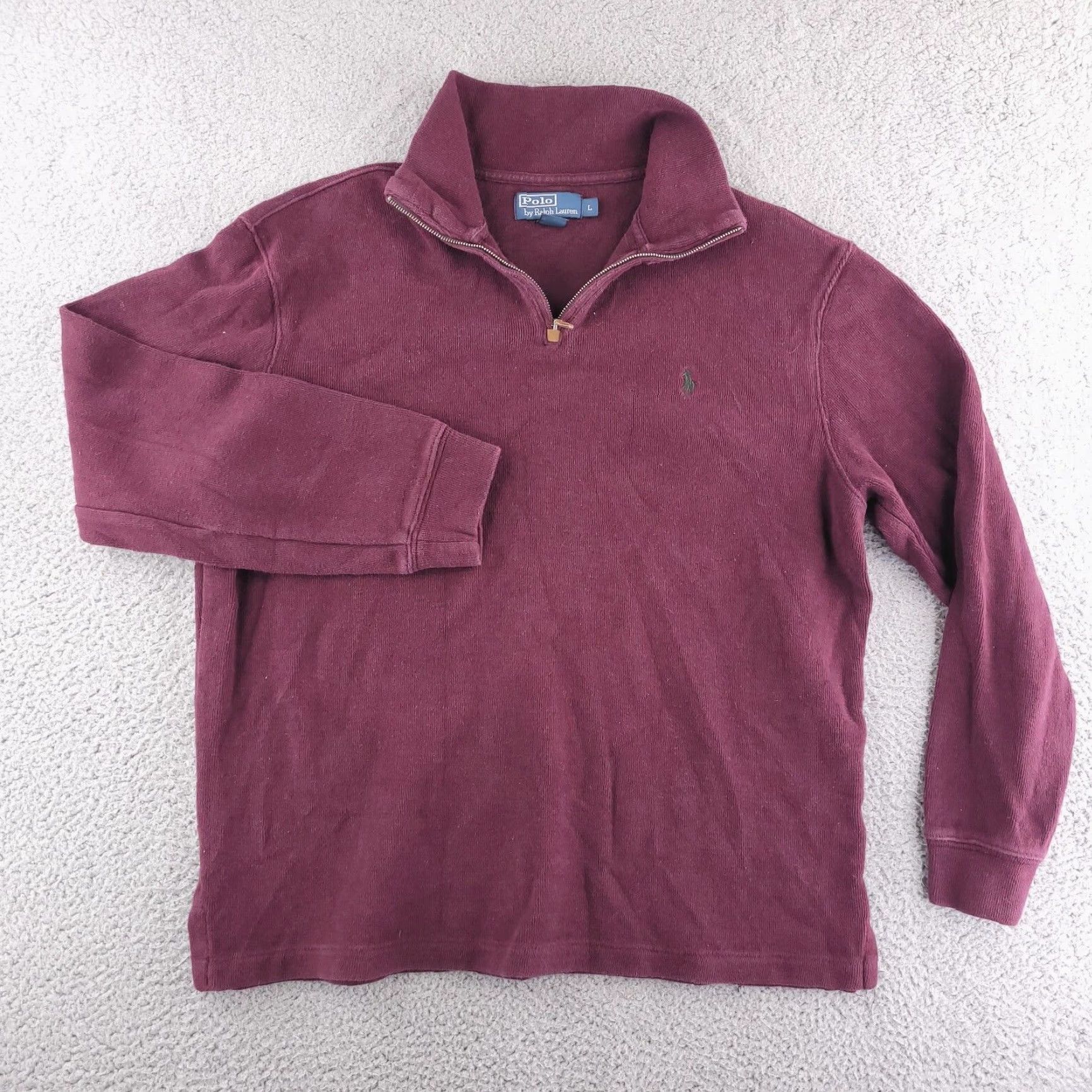 Polo Ralph Lauren Polo Ralph Lauren Sweater Mens Large Red Wine Quarter Zip Relaxed Fit Size US L / EU 52-54 / 3 - 2 Thumbnail