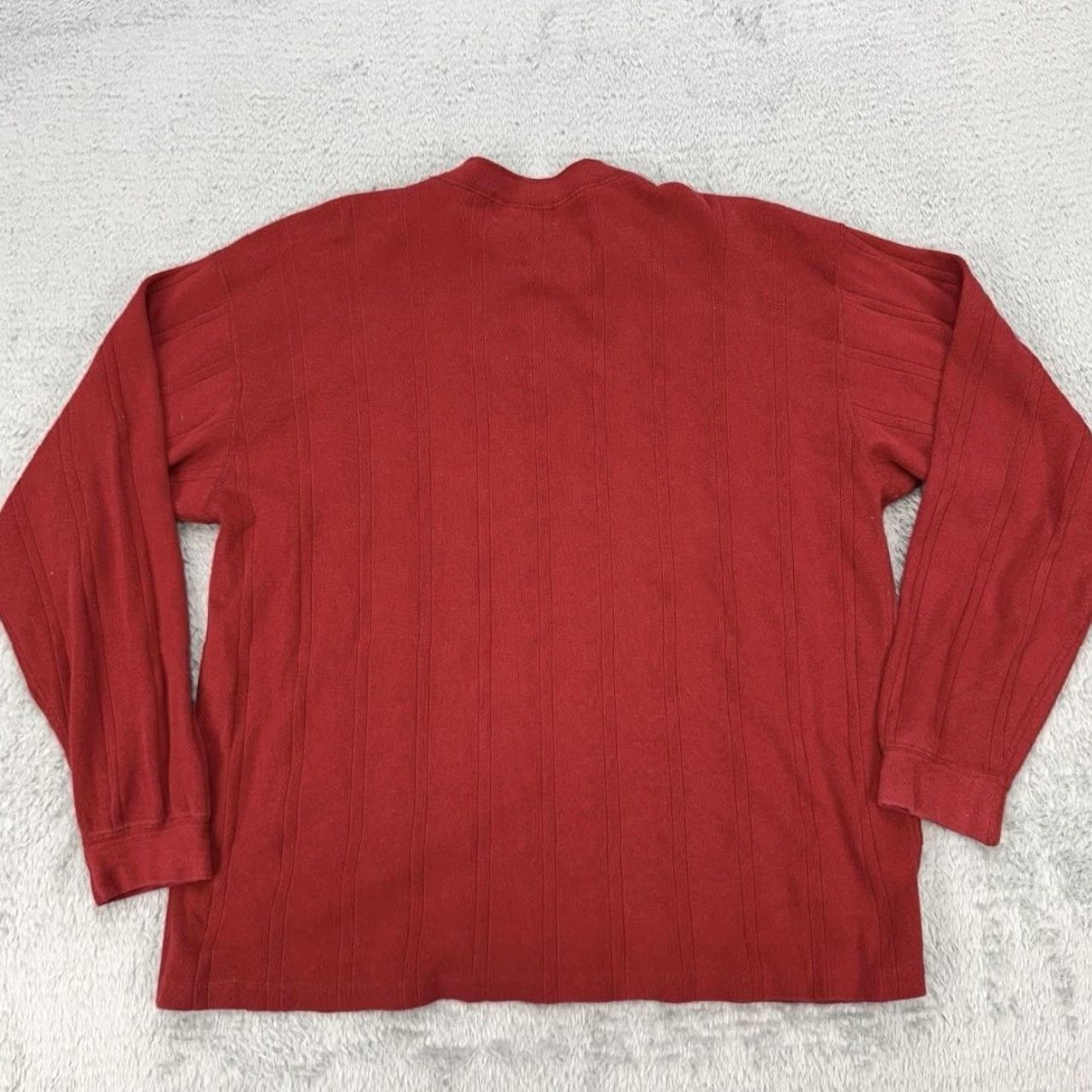 Eddie Bauer VINTAGE Eddie Bauer Sweater Mens Large Red Henley Knit Pullover Cotton USA Size US L / EU 52-54 / 3 - 3 Thumbnail