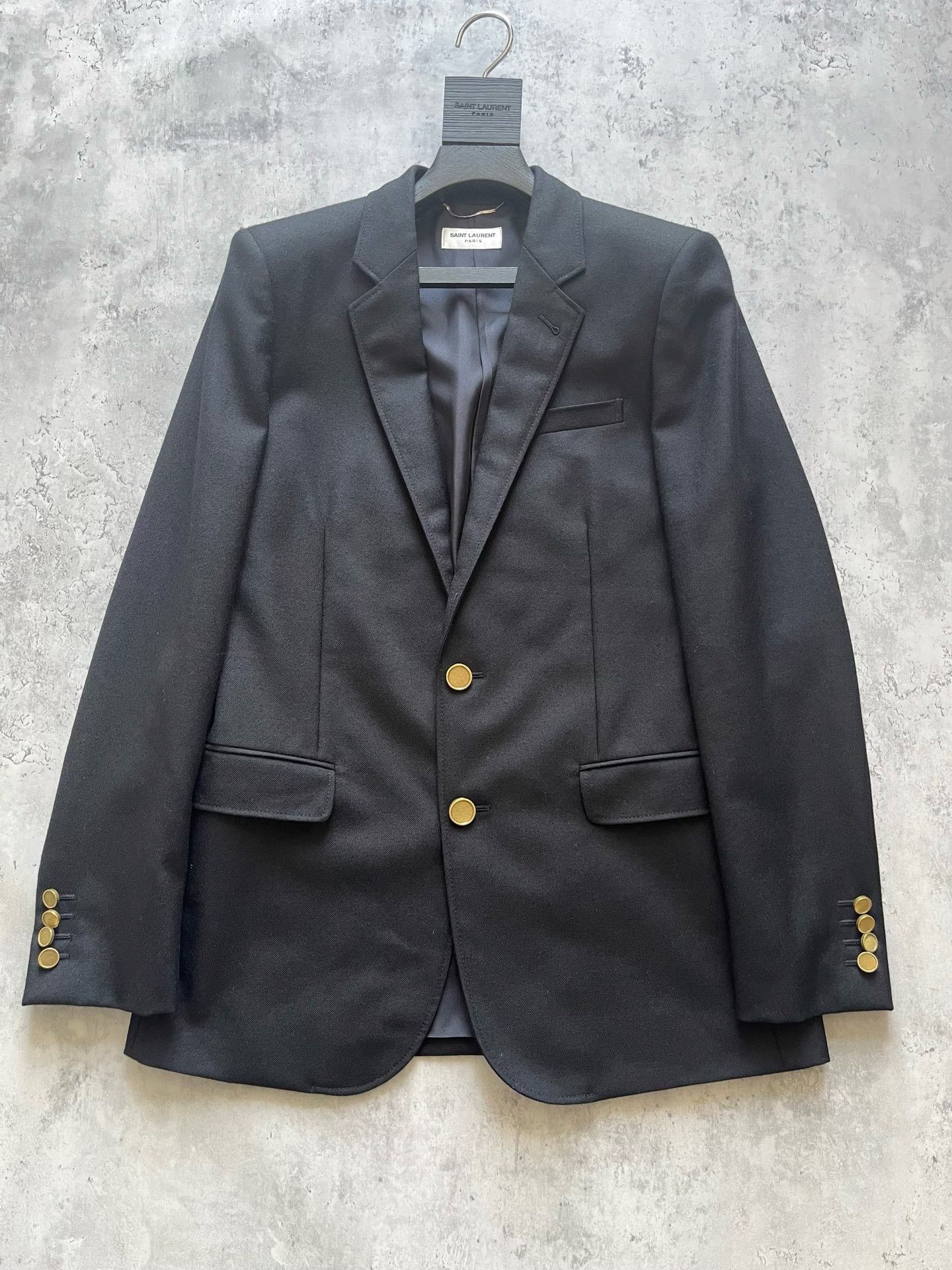 Saint Laurent Paris YSL Saint Laurent Black Gold Button Blazer Size US L / EU 52-54 / 3 - 1 Thumbnail