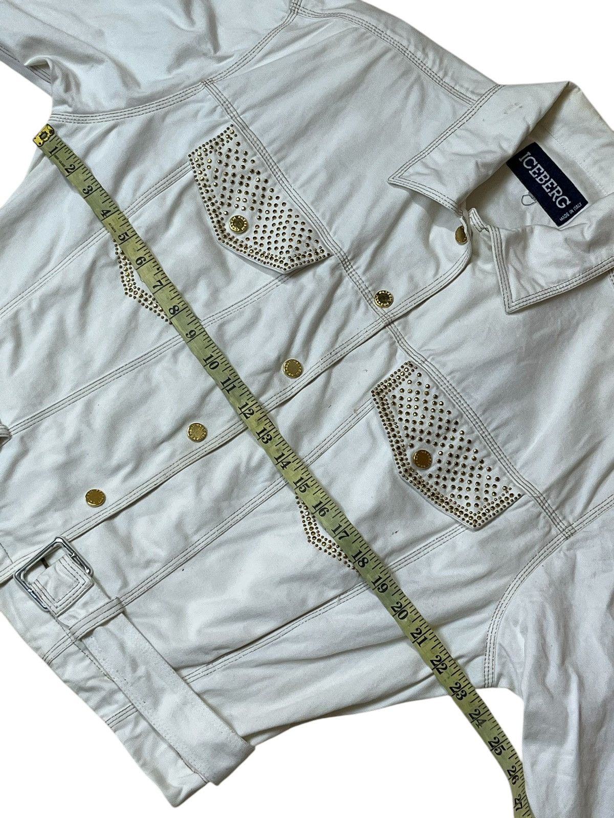 Iceberg VINTAGE 1992 ICEBERG STUDDED LOGO/BELT TRUCKER DENIM JACKET Size US L / EU 52-54 / 3 - 13 Thumbnail