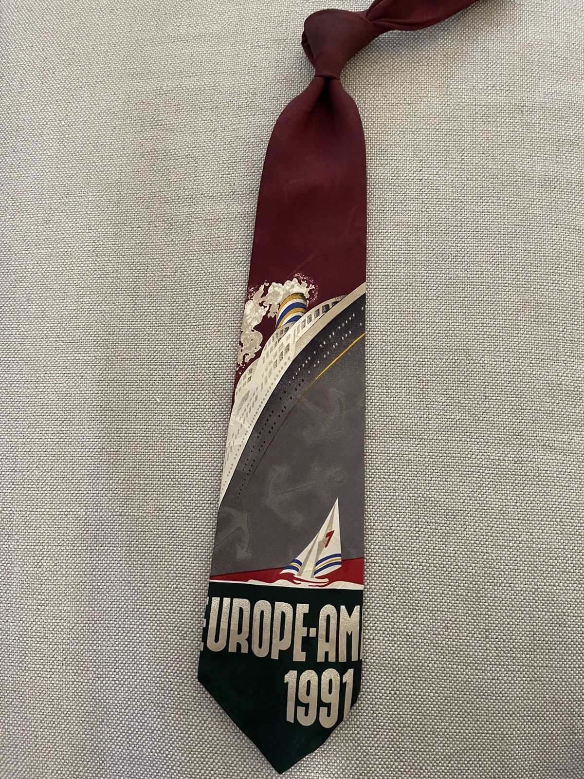 Polo Ralph Lauren × Vintage Rare 1991 Nautical Print Silk Tie Size ONE SIZE - 2 Thumbnail