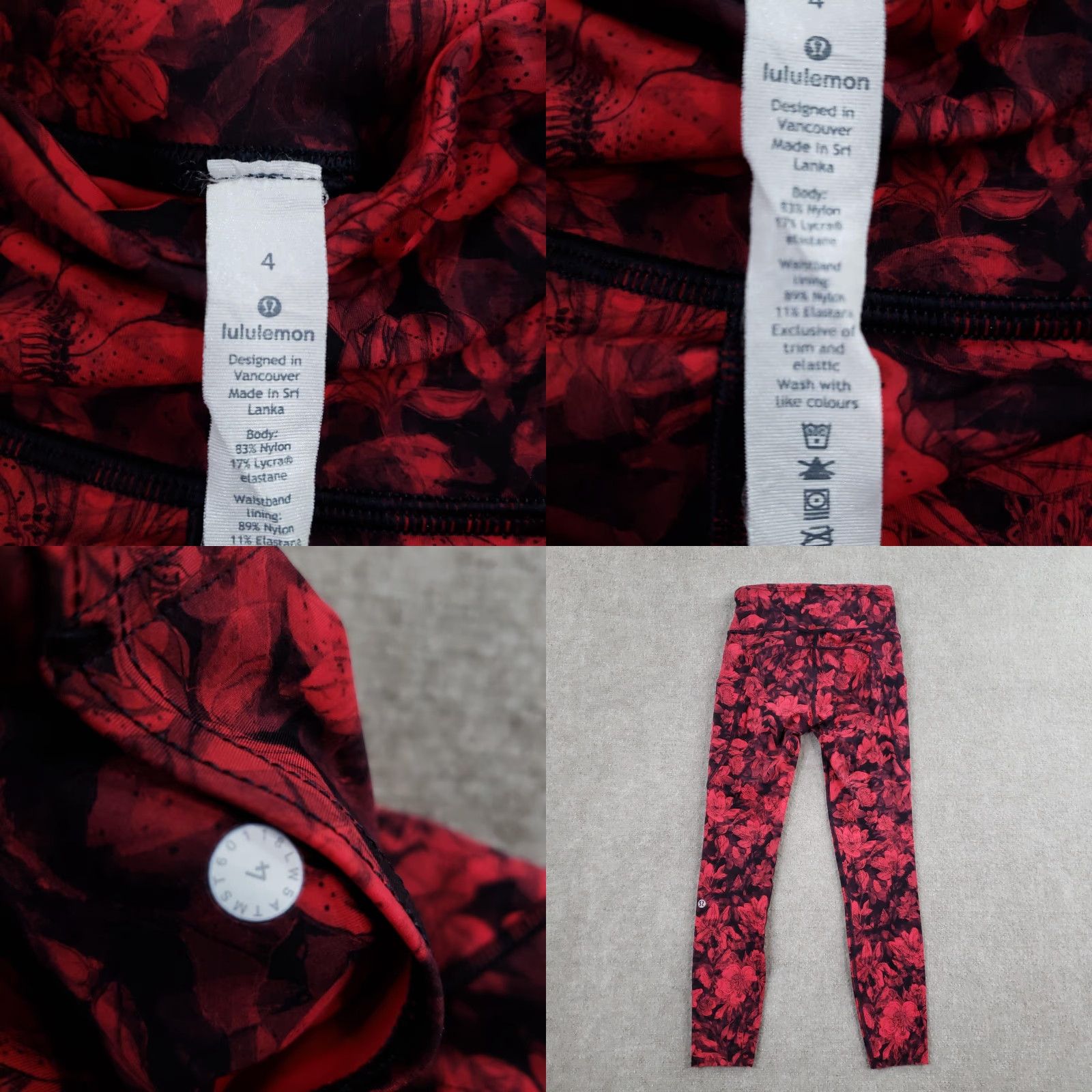 Lululemon Lululemon Leggings Womens 4 Red Floral High Rise Ankle 7/8 Pockets Reflective Activewear Yoga Running Gym 24 in Inseam Womens Size 27" / US 4 / IT 40 - 8 Thumbnail