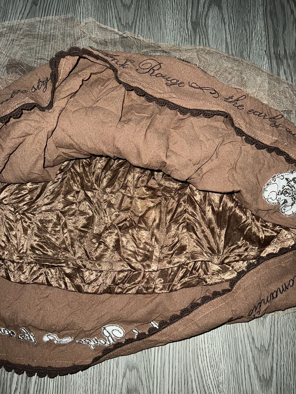 Japanese Brand Ank Rouge lace n mesh brown mini skirt 🍂🍁 Size 25" / US 0 / IT 36 - 7 Thumbnail