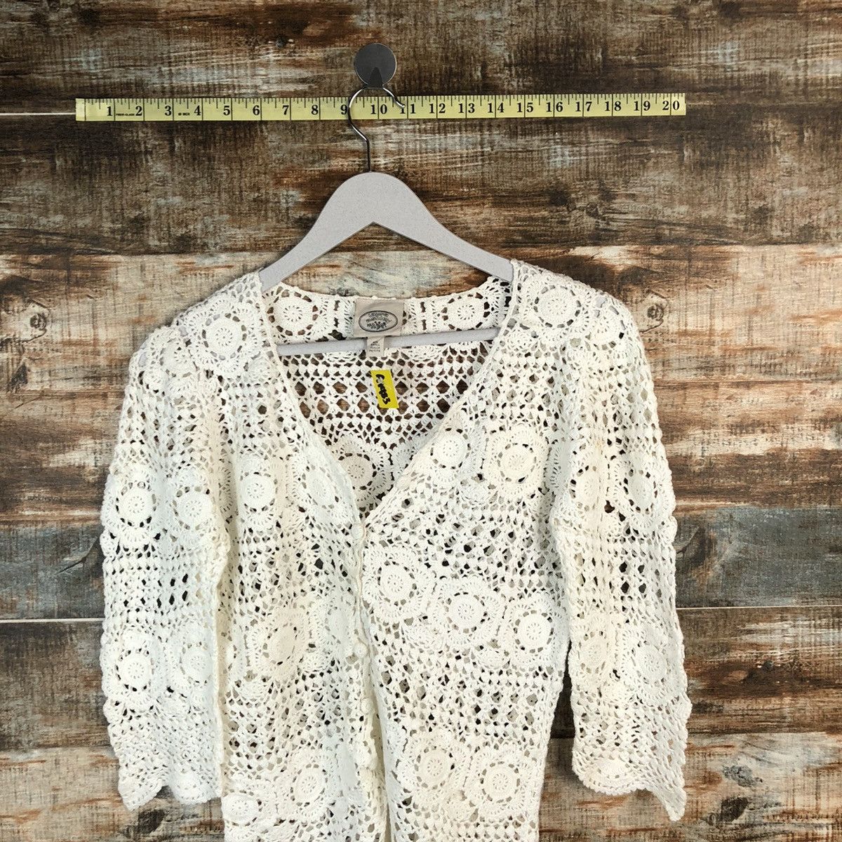Laura Ashley Laura Ashley White crochet mesh net Cardigan Knitwear #A1483 Size S / US 4 / IT 40 - 2 Thumbnail