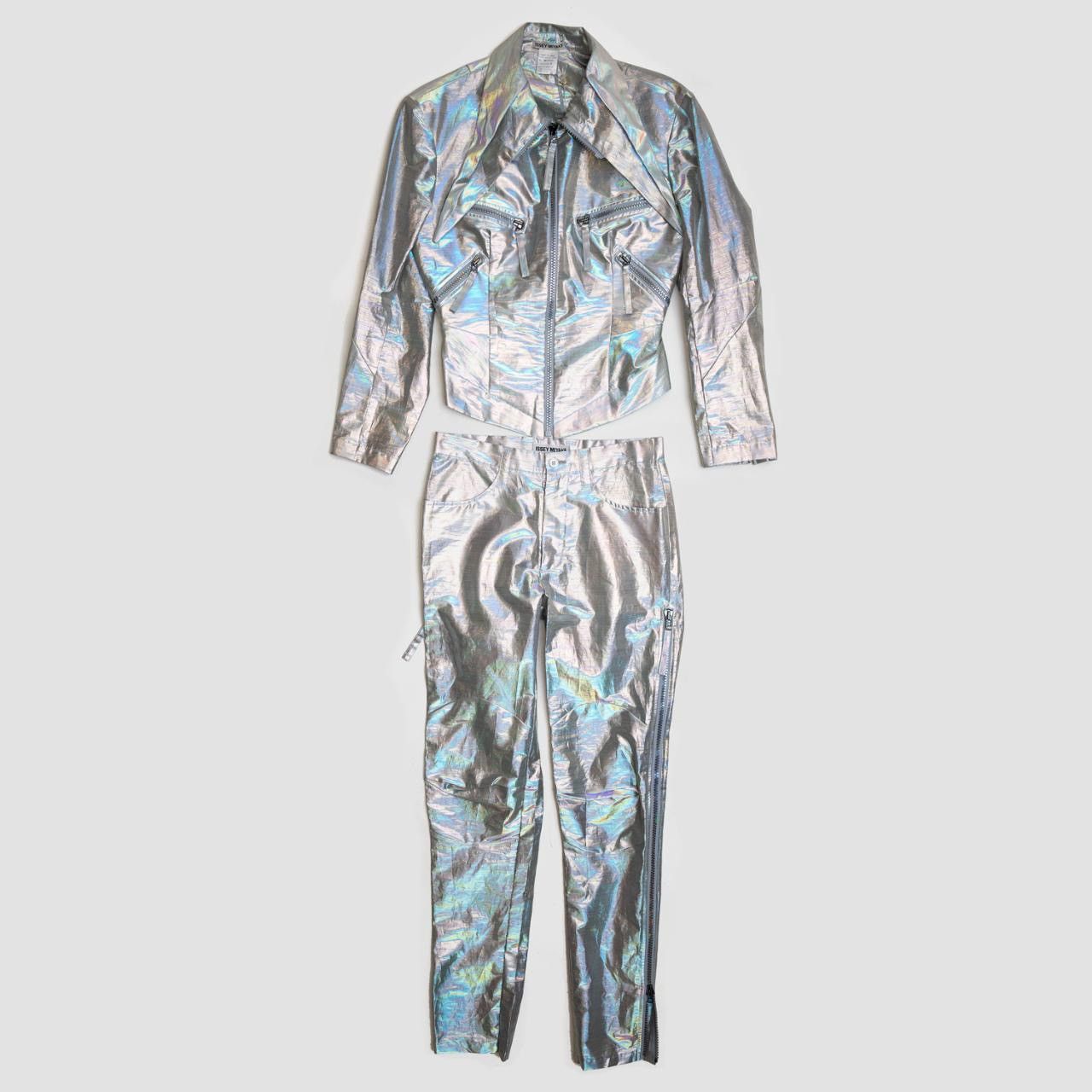 image of Issey Miyake Spring 1996 Iridescent Ensemble (1 Of 1) in Silver, Women's (Size Small)