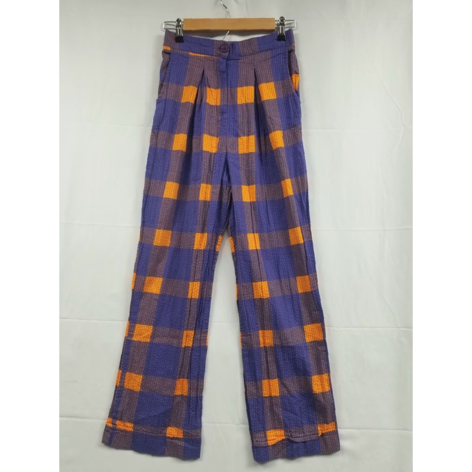 Anthropologie Anthropologie Pants Women XS Pleated Multicolor Plaid Wide-Leg Preppy 29in Inseam Size 26" / US 2 / IT 38 - 2 Thumbnail