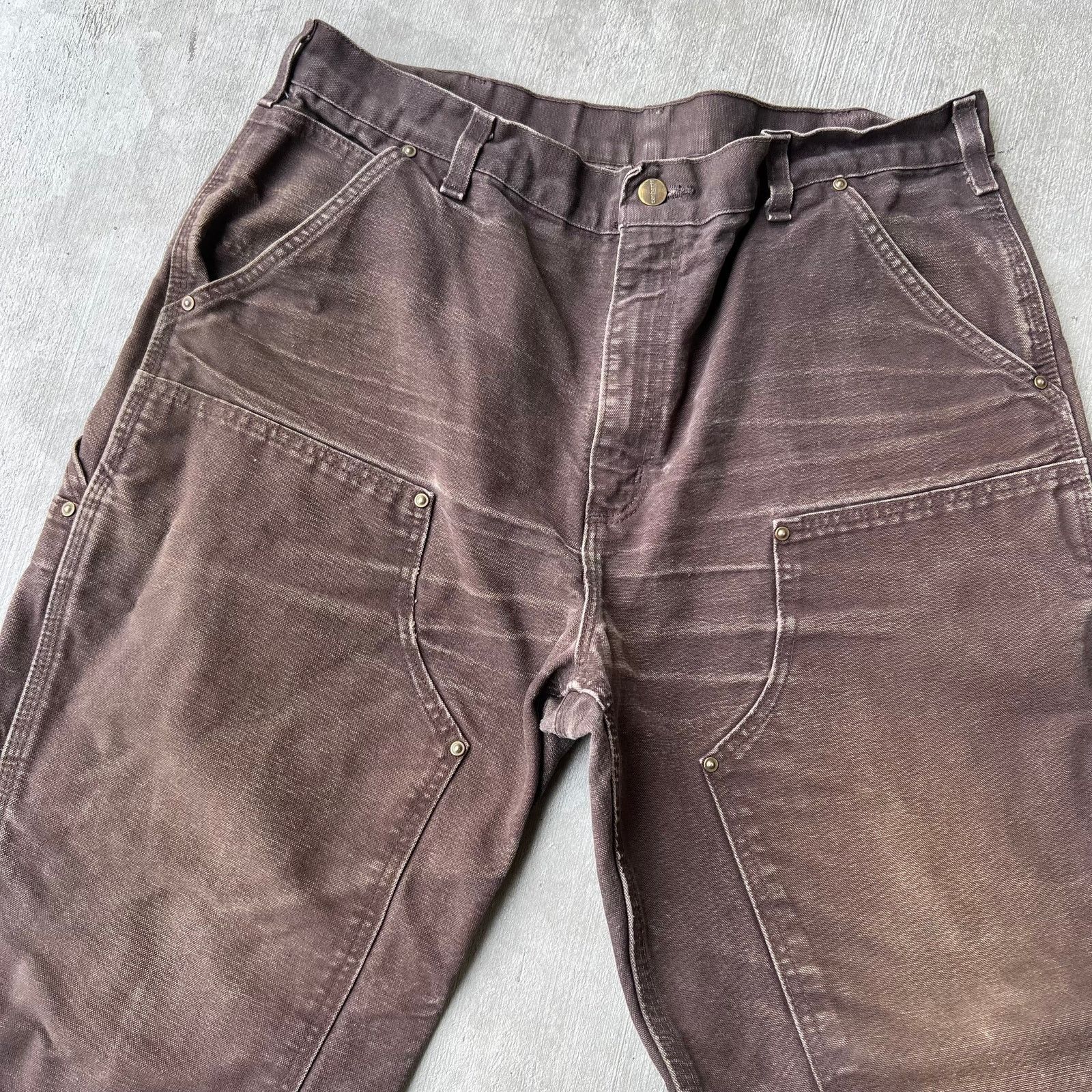 Carhartt × Vintage Carhartt brown faded double knee work wear carpenter pants Size US 36 / EU 52 - 8 Thumbnail