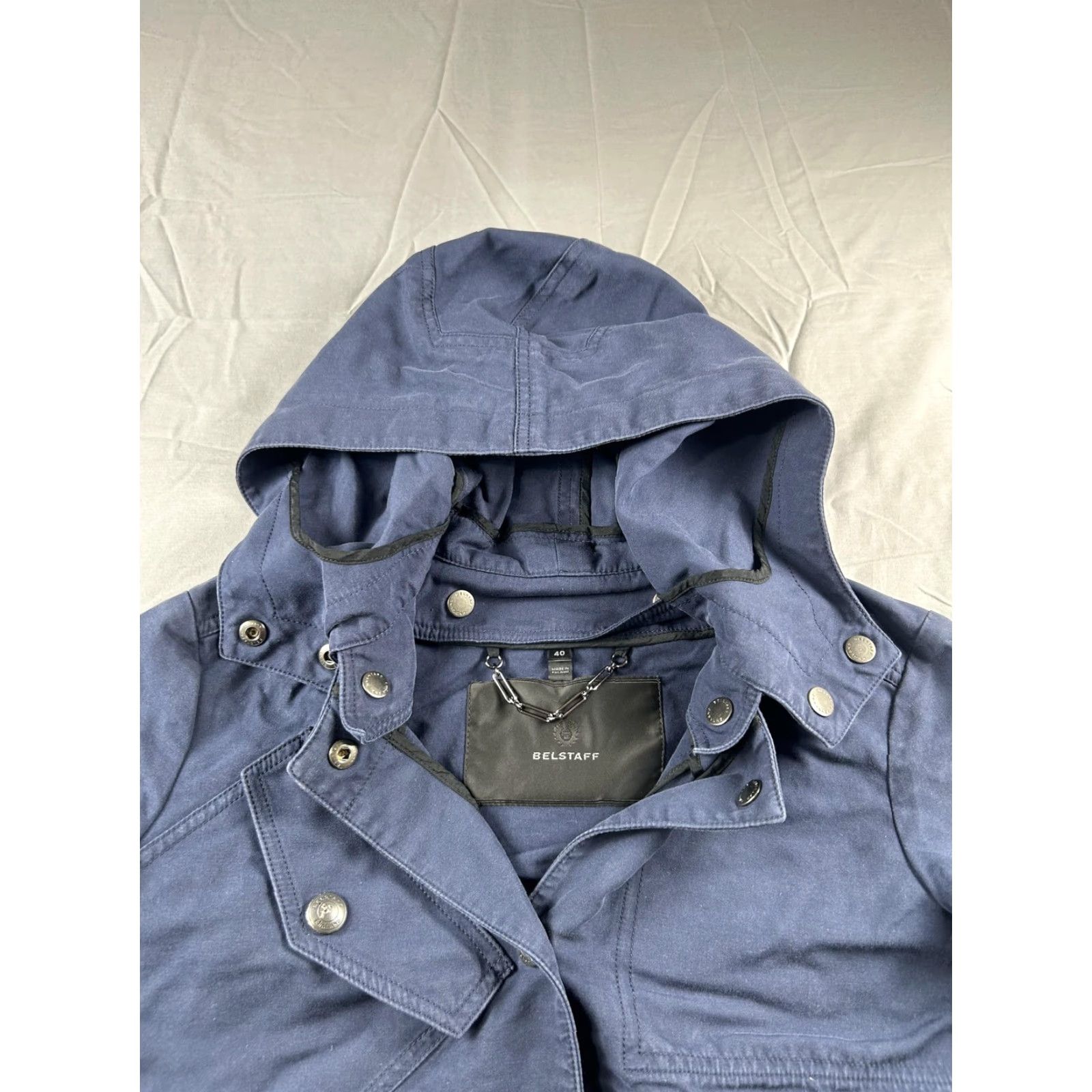 Belstaff Belstaff Coat Mens Small 40 Blue Hooded Canvas Parka Snap Navy Outdoor Regular Size US XXS / EU 40 - 3 Thumbnail