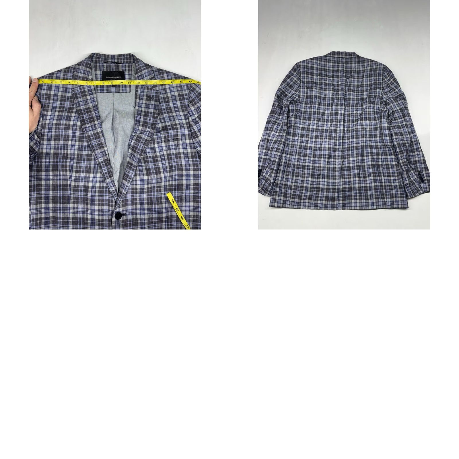 Banana Republic Banana Republic Linen Plaid Blazer Sport Coat Mens 42R Tailored Fit Lightweight Blue Plaid 42 Mens Blazer Tailored Linen 42R Size 42R - 8 Thumbnail