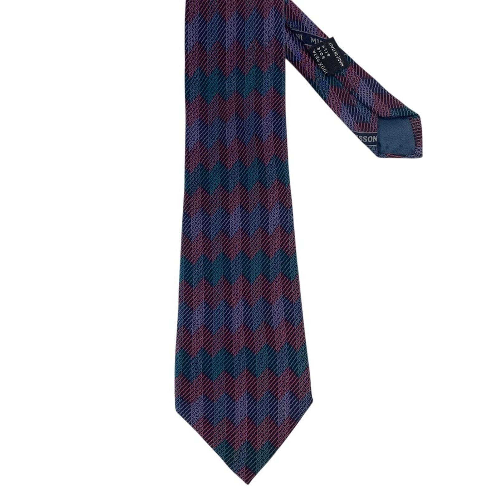 Missoni MISSONI Men’s 100% Silk Tie Necktie Zigzag Pattern Multi Size ONE SIZE - 1 Thumbnail