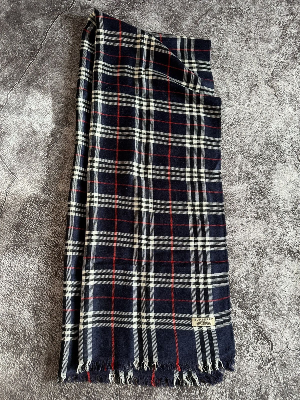 Burberry Vintage Burberry London Blue Cashmere Burberry Scarf Size ONE SIZE - 6 Thumbnail