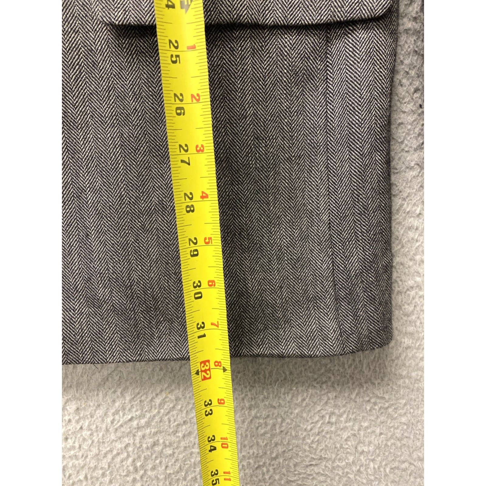 Joseph VINTAGE Joseph & Feiss Gray Wool Blazer Men 44 Regular Herringbone Single-Breasted Suit Jacket Size 44R - 4 Thumbnail