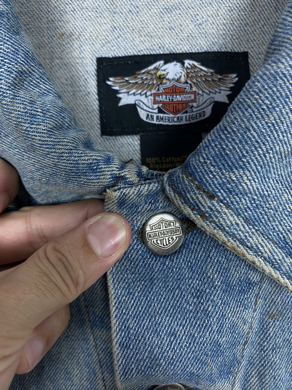 Harley Davidson Vintage Harley Davidson Denim Trucker Vest Big Logo Canada Size US L / EU 52-54 / 3 - 8 Thumbnail