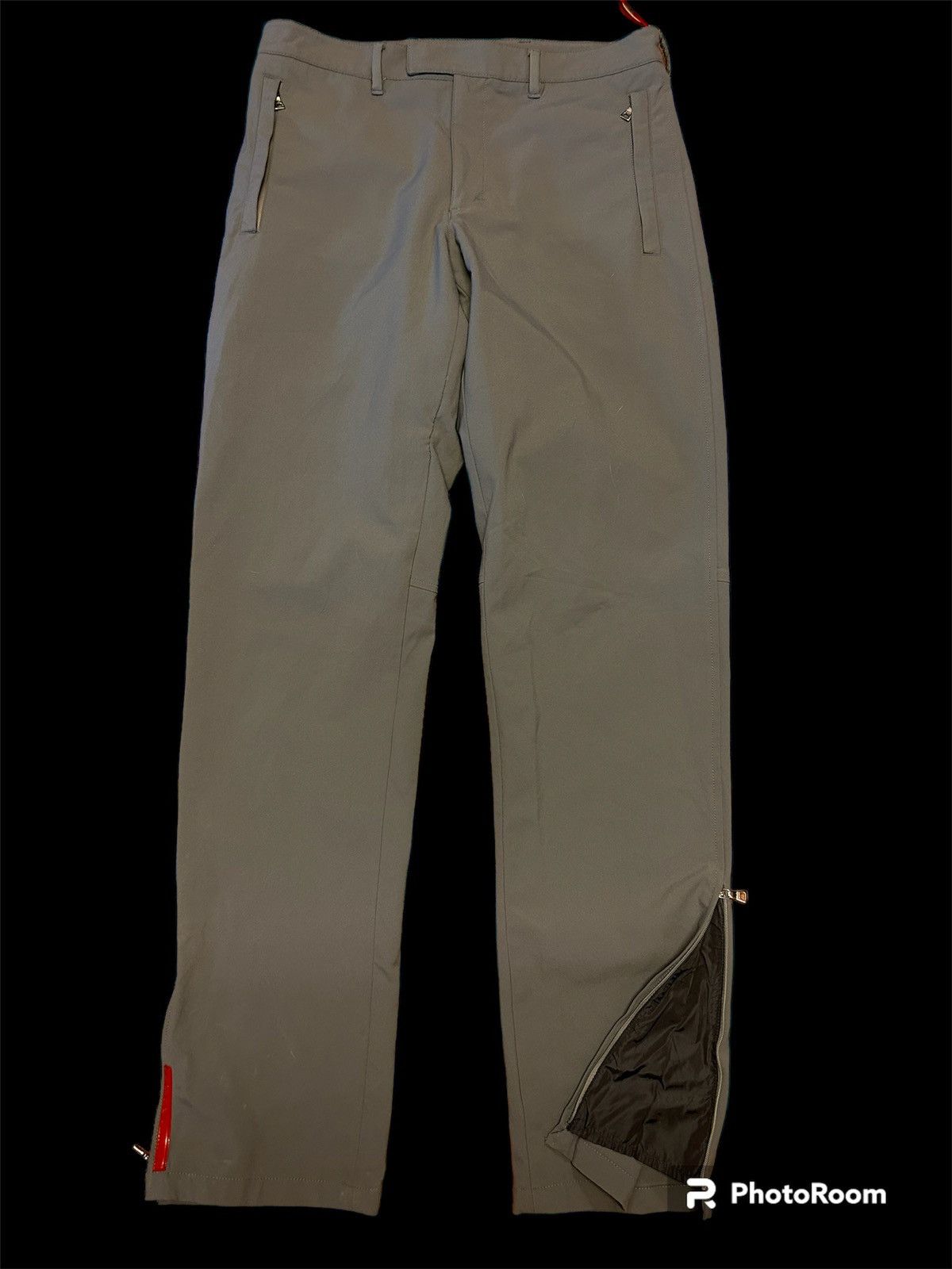 image of Prada Milano Sports Red Tab Hiking Pants in Grey, Men's (Size 30)