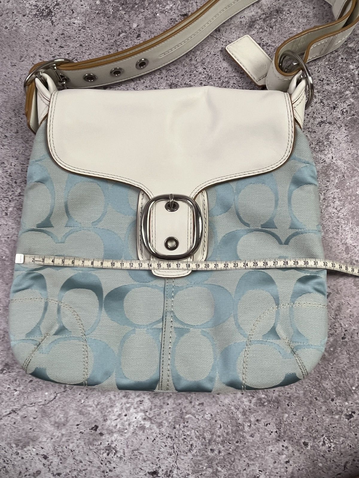 Coach Coach Blue Canvas Shoulder Bag Y2K Vintage Leather Trim Size ONE SIZE - 16 Thumbnail